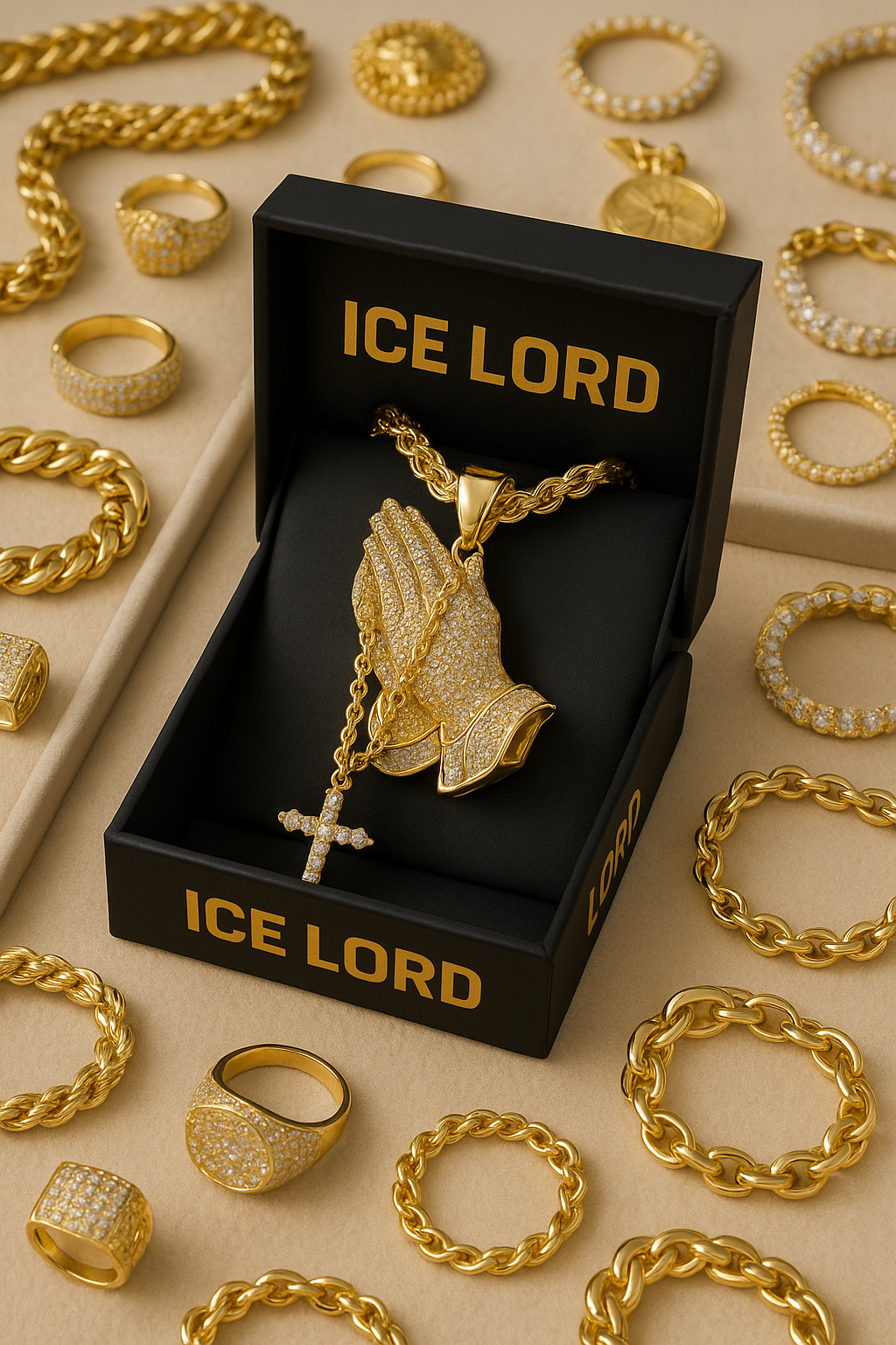 Rosary Praying Hands Necklace