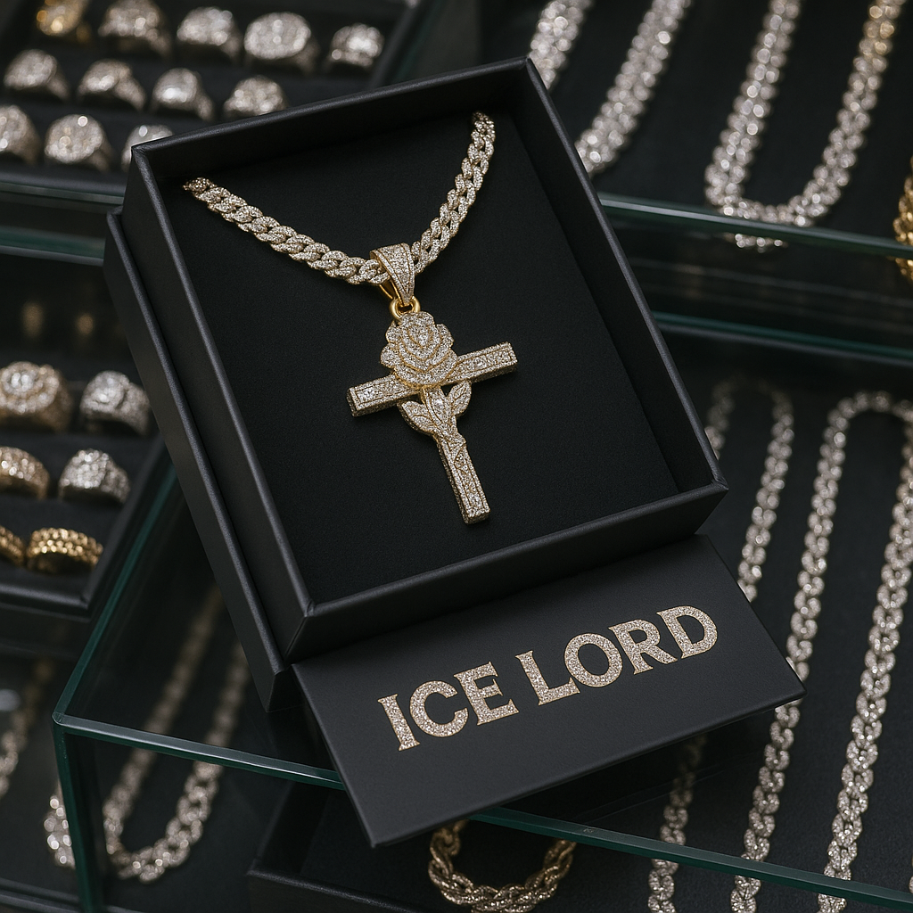 Rose Thorned Cross Necklace